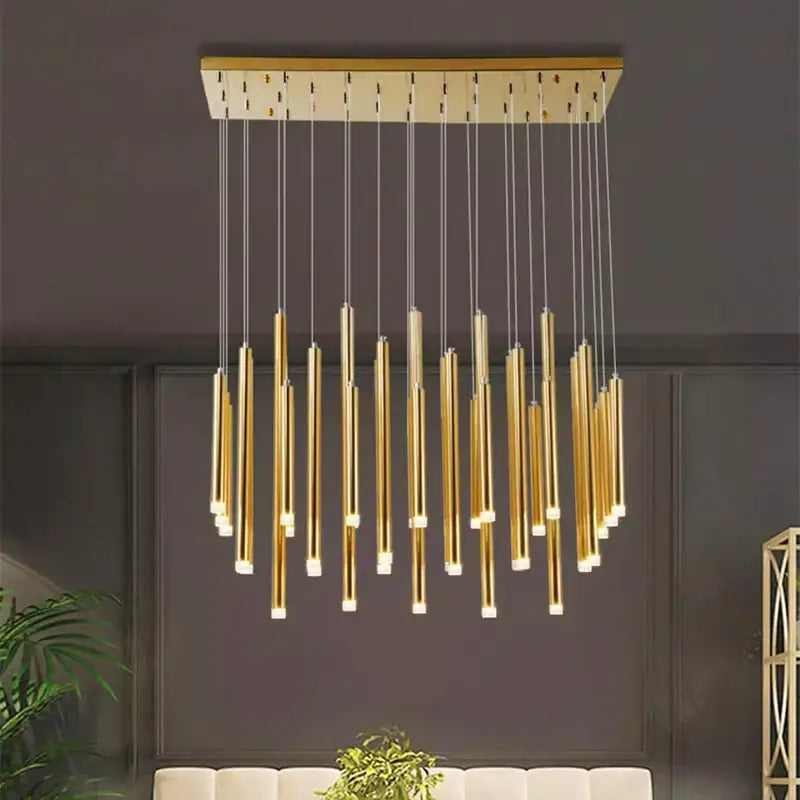 Modern gold rectangular pendant lights dining room chandelier
