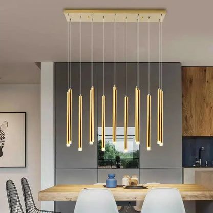 Modern gold rectangular pendant lights dining room chandelier