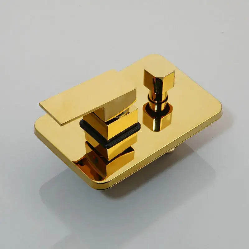 Modern gold rectangular shower mixer set bathroom wall mounted valve