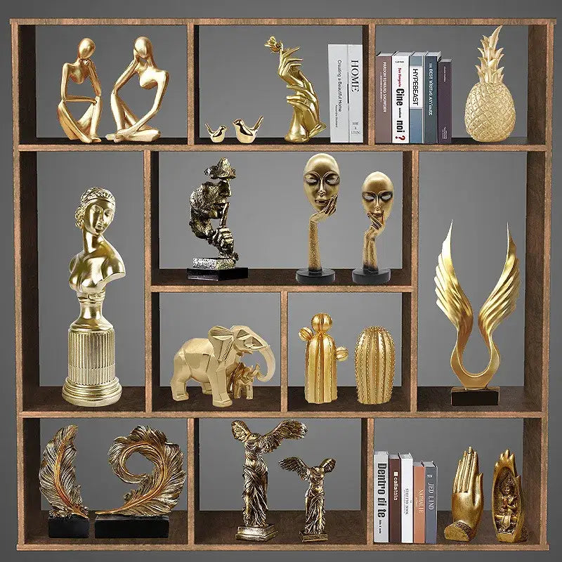 Modern gold resin sculpture living room abstract figurine