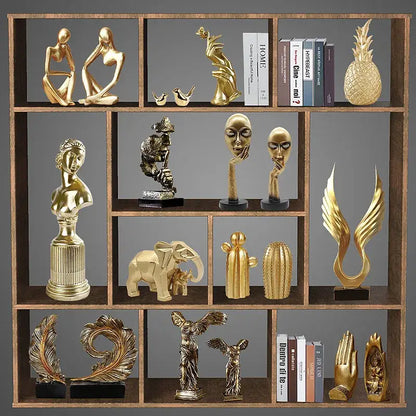 Modern gold resin sculpture living room abstract figurine