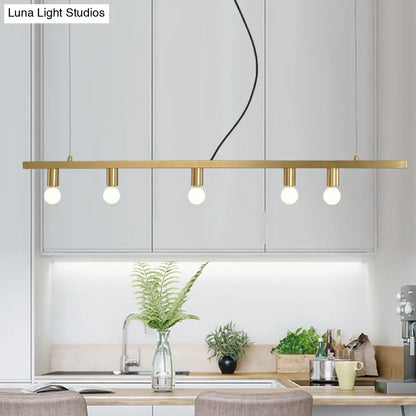 DecorBites™ Modern Gold Restaurant Chandelier with 5 Lights - Open Bulbs Ceiling Fixture