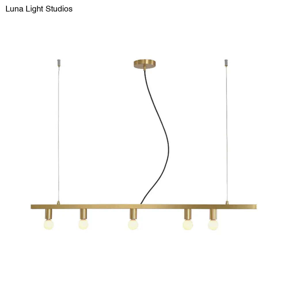 DecorBites™ Modern Gold Restaurant Chandelier with 5 Lights - Open Bulbs Ceiling Fixture