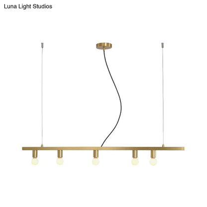 DecorBites™ Modern Gold Restaurant Chandelier with 5 Lights - Open Bulbs Ceiling Fixture