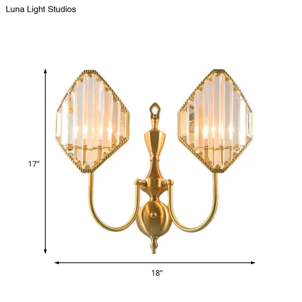 Modern gold rhombus crystal prism wall mount bedroom lamp