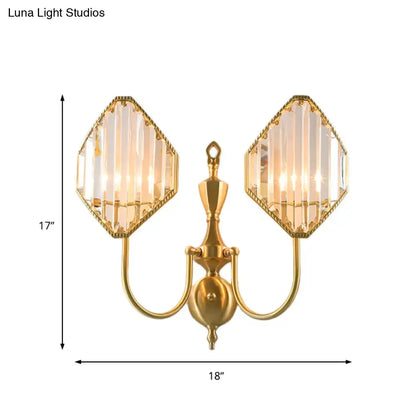Modern gold rhombus crystal prism wall mount bedroom lamp