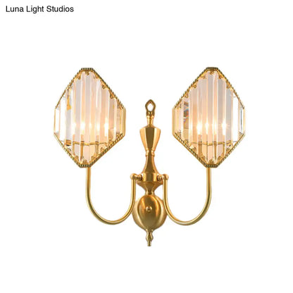 Modern gold rhombus crystal prism wall mount bedroom lamp
