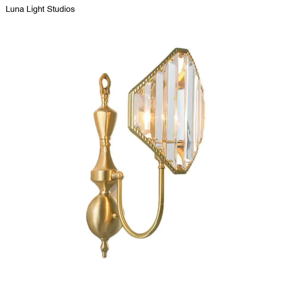 Modern gold rhombus crystal prism wall mount bedroom lamp
