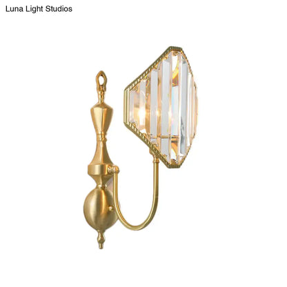 Modern gold rhombus crystal prism wall mount bedroom lamp