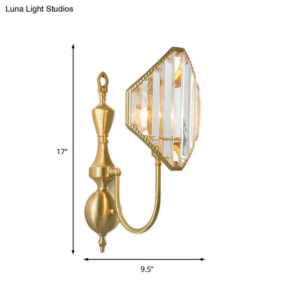 Modern gold rhombus crystal prism wall mount bedroom lamp