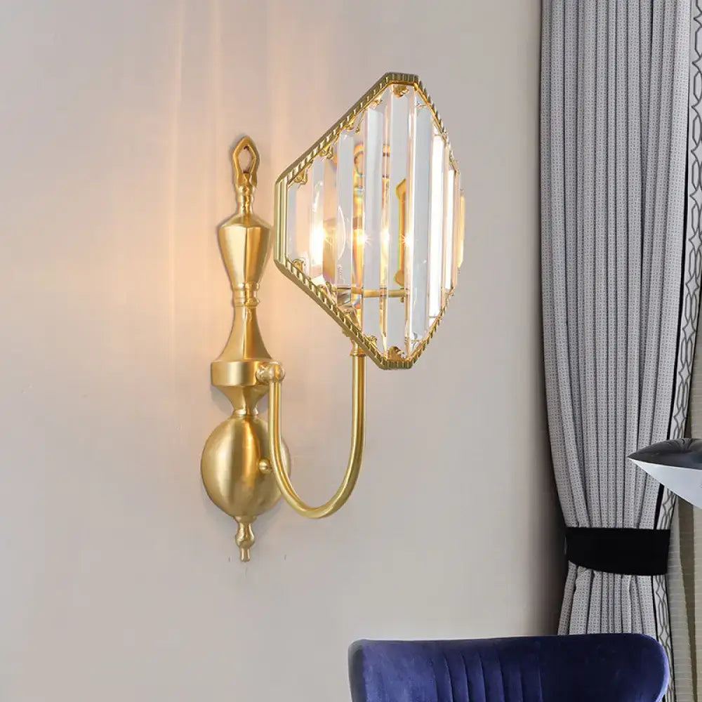 Modern gold rhombus crystal prism wall mount bedroom lamp