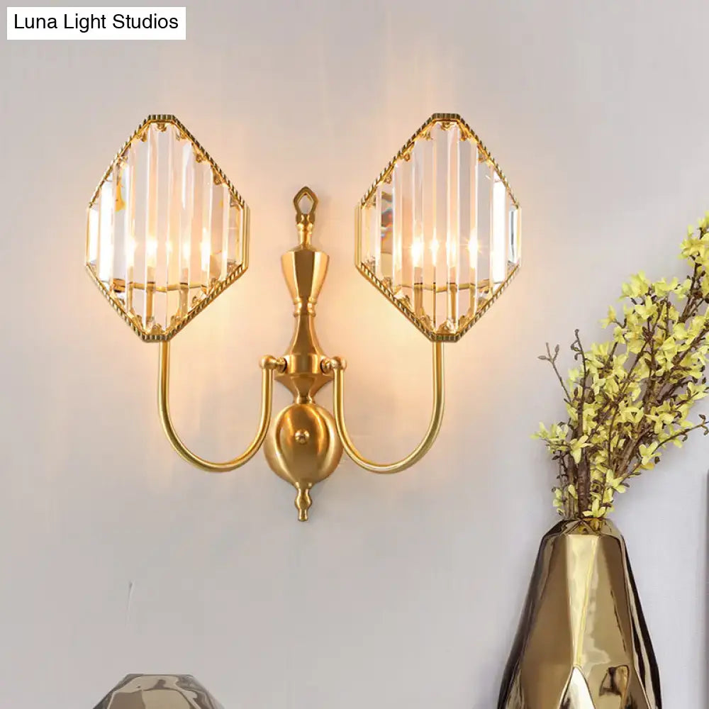 Modern gold rhombus crystal prism wall mount bedroom lamp