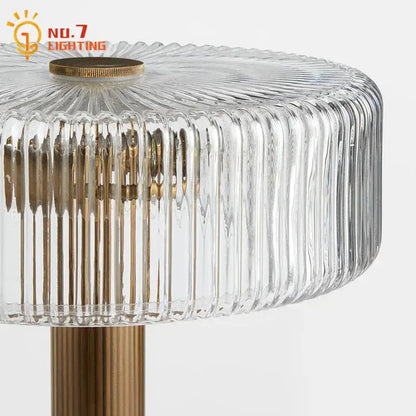 Modern gold ribbed glass table lamp bedroom light fixtures