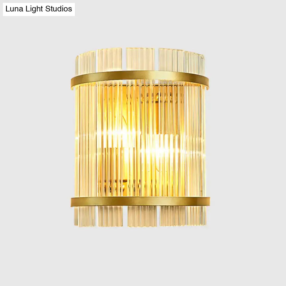 Modern gold ribbed glass wall mount light living room sconce