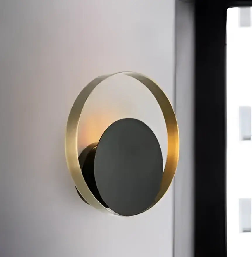Modern gold ring ball g4 round wall lamp black & white bedroom sconce