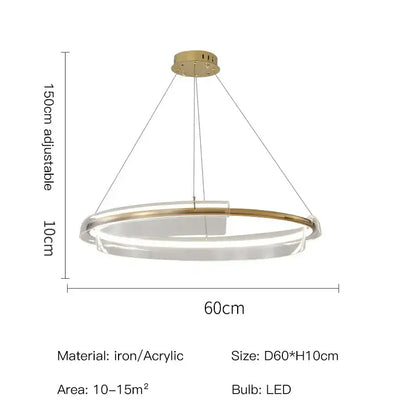 Modern gold ring chandelier dining room pendant light