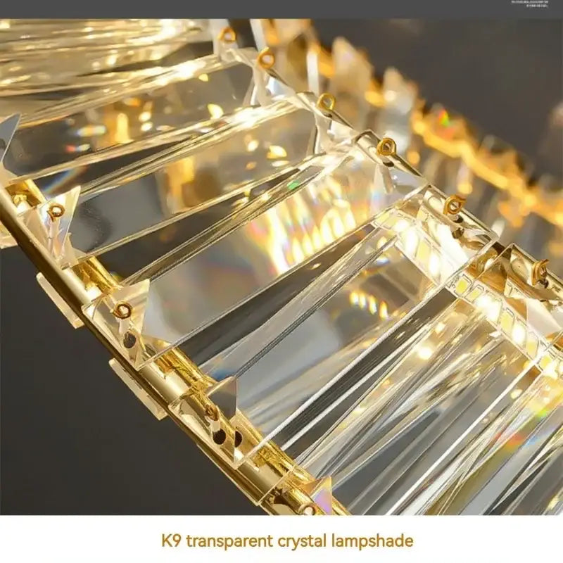 Modern gold ring crystal led ceiling chandelier for living room
