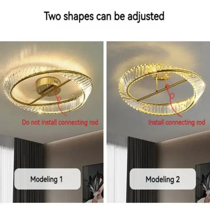 Modern gold ring crystal led ceiling chandelier for living room