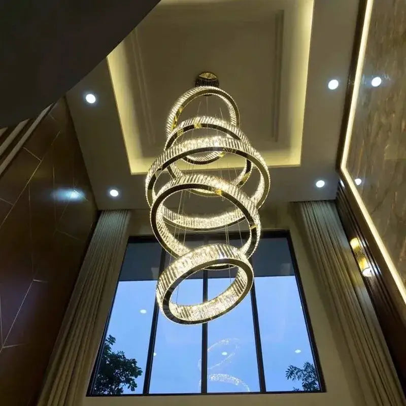 Modern gold ring decorbites crystal led chandelier living room light