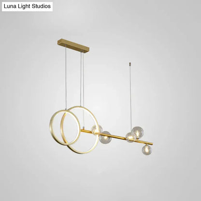 Modern gold ring led pendant light for dining room clear glass shade