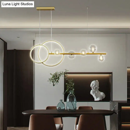 Modern gold ring led pendant light for dining room clear glass shade