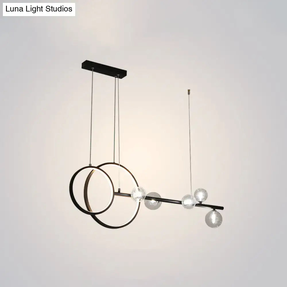 Modern gold ring led pendant light for dining room clear glass shade