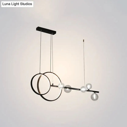 Modern gold ring led pendant light for dining room clear glass shade