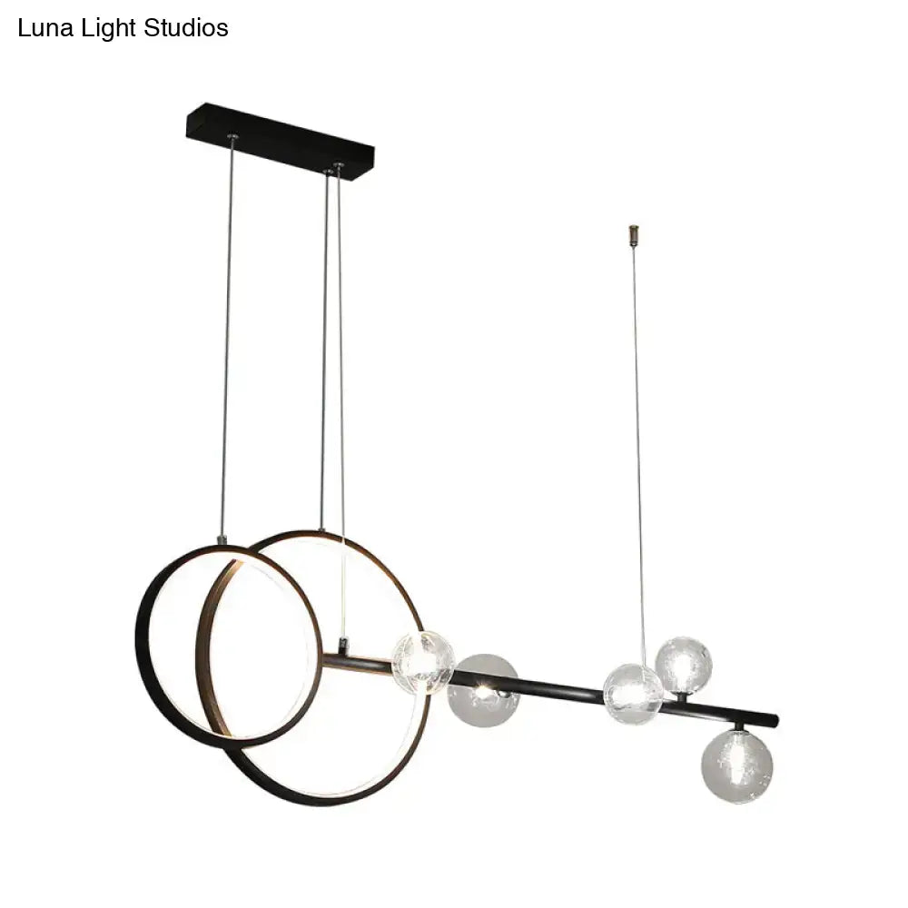 Modern gold ring led pendant light for dining room clear glass shade
