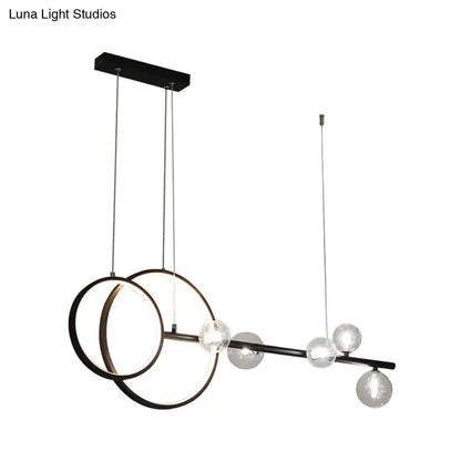 Modern gold ring led pendant light for dining room clear glass shade