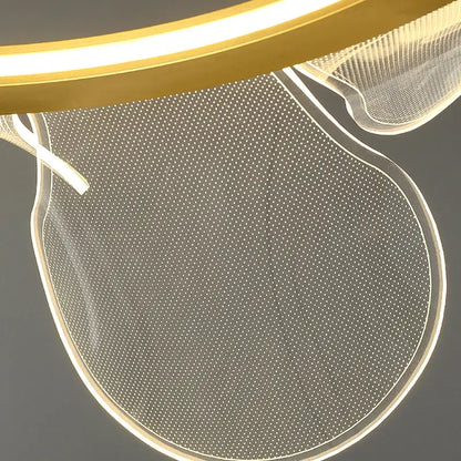 Modern gold ring led pendant light for dining room leaf cluster design