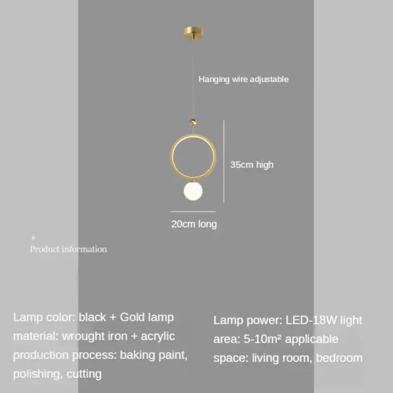Modern gold ring led pendant light for kitchen island