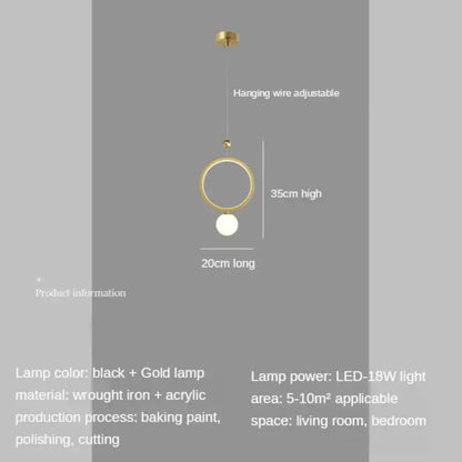 Modern gold ring led pendant light for kitchen island