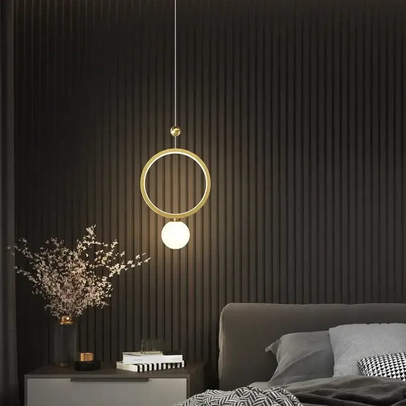 Modern gold ring led pendant light for kitchen island
