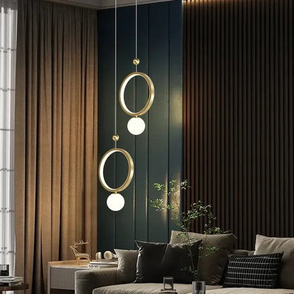 Modern gold ring led pendant light for kitchen island