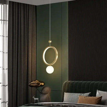 Modern gold ring led pendant light for kitchen island