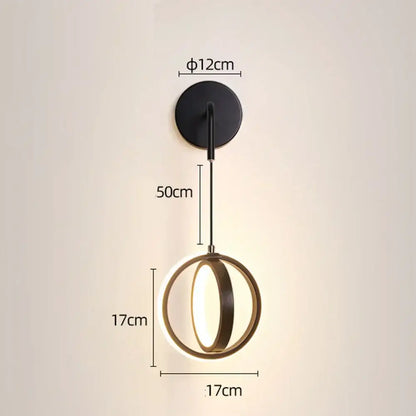 Modern gold ring led wall lamp for bedroom and living room
