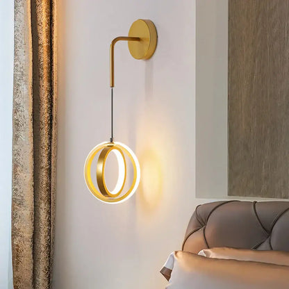 Modern gold ring led wall lamp for bedroom and living room