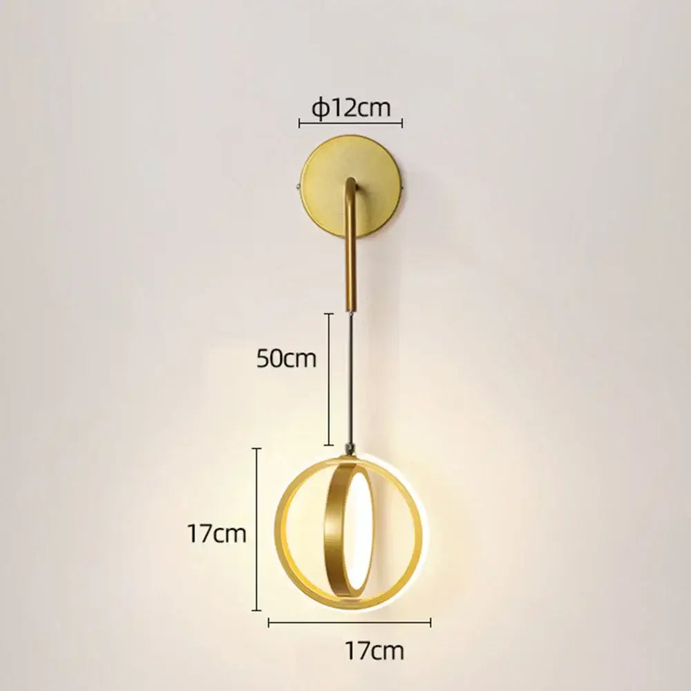 Modern gold ring led wall lamp for bedroom and living room