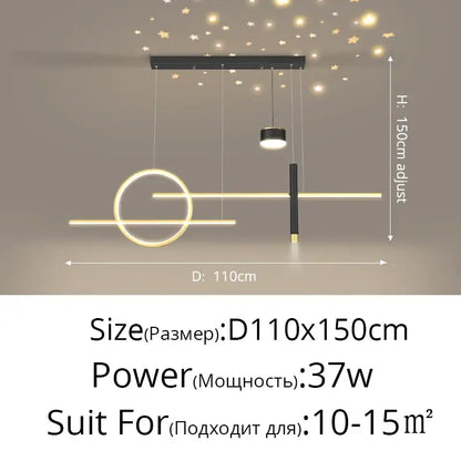 Modern gold ring pendant light for dining room