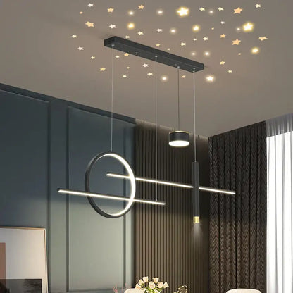 Modern gold ring pendant light for dining room