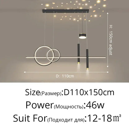 Modern gold ring pendant light for dining room
