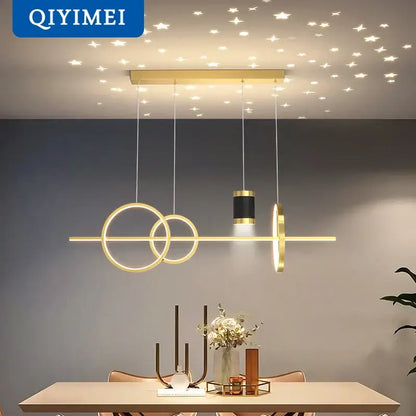 Modern gold ring pendant light for dining room