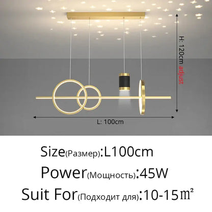 Modern gold ring pendant light for dining room