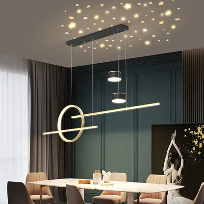 Modern gold ring pendant light for dining room