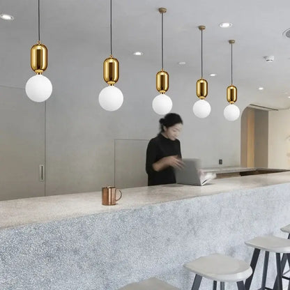 Modern gold ring pendant light with frosted glass for living room