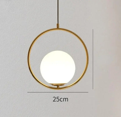Modern gold ring pendant light with frosted glass for living room