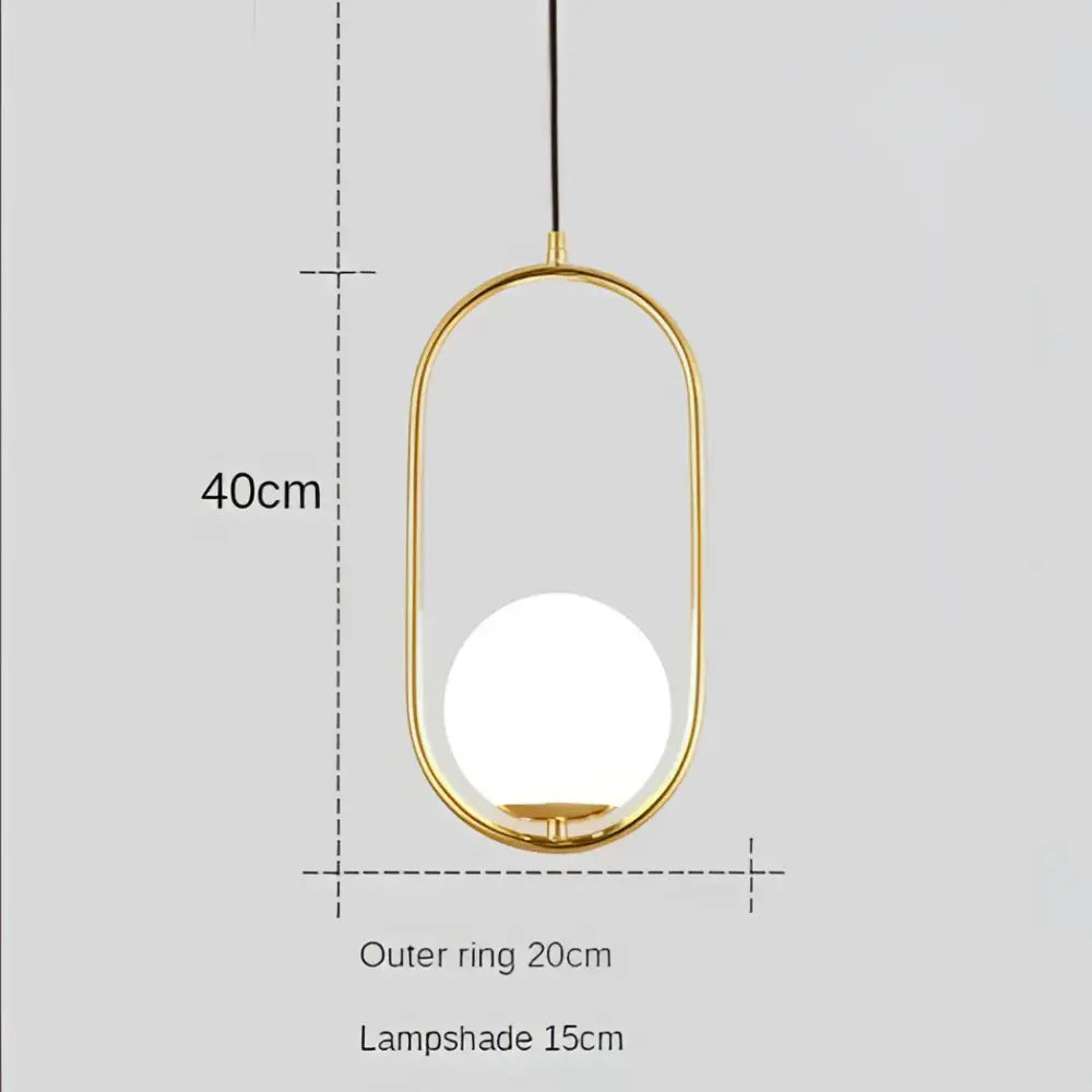 Modern gold ring pendant light with frosted glass for living room