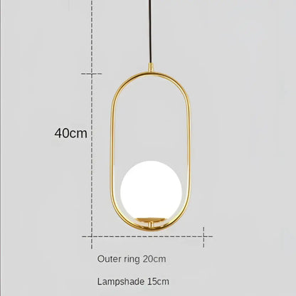 Modern gold ring pendant light with frosted glass for living room
