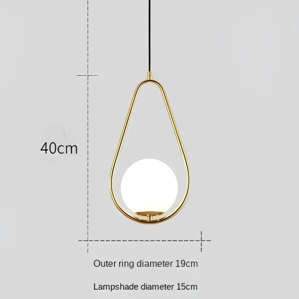 Modern gold ring pendant light with frosted glass for living room