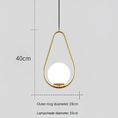 Modern gold ring pendant light with frosted glass for living room